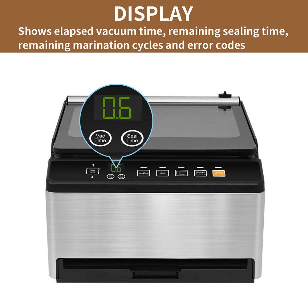 CVS101  Silver Commercial and Household 98kpa Chamber Vacuum Sealer with Dual Sealing System for Dry Moist Liquid Food