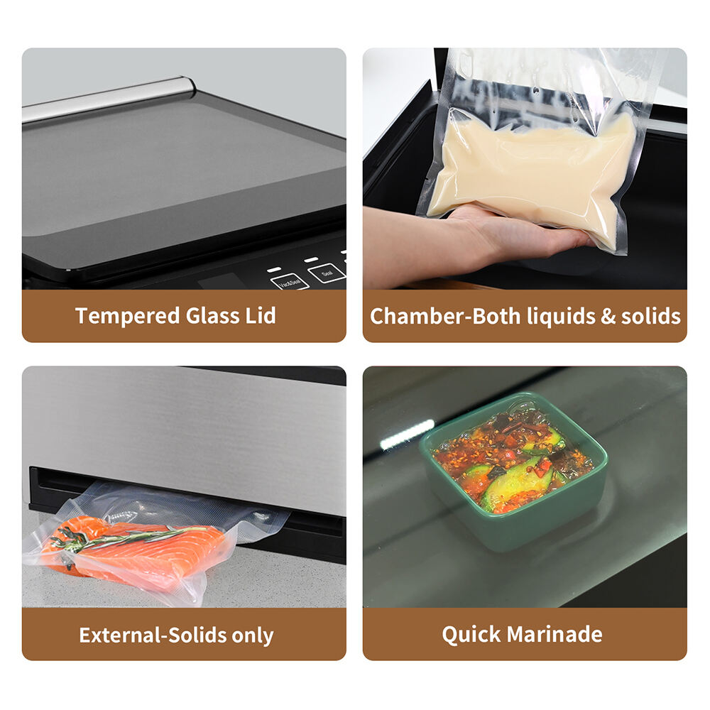 CVS101  Silver Commercial and Household 98kpa Chamber Vacuum Sealer with Dual Sealing System for Dry Moist Liquid Food