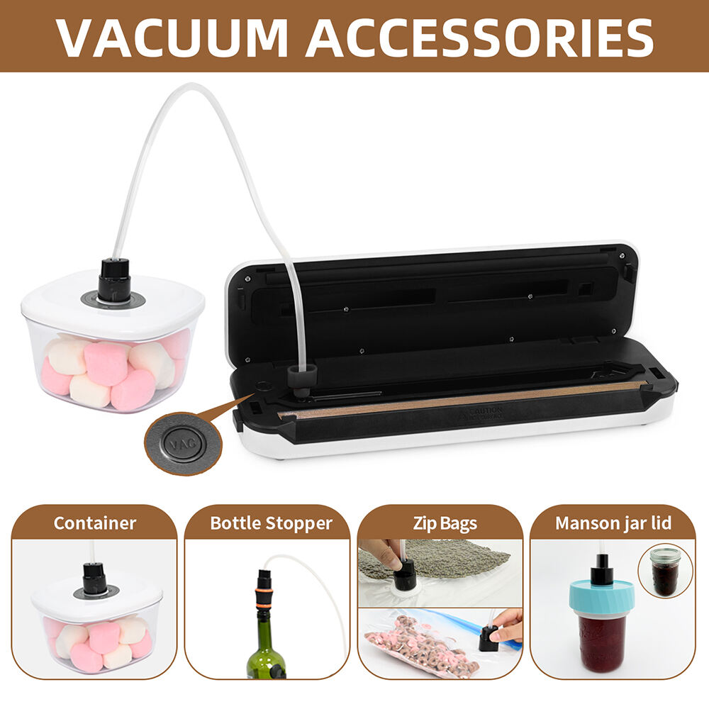 VS6621X Sigillatore a Vuoto Compact con Tagliente Integrato, Modalità Secco e Umido, Funzione Impulso e Tubo Accessorio per Contenitori e Bottiglie