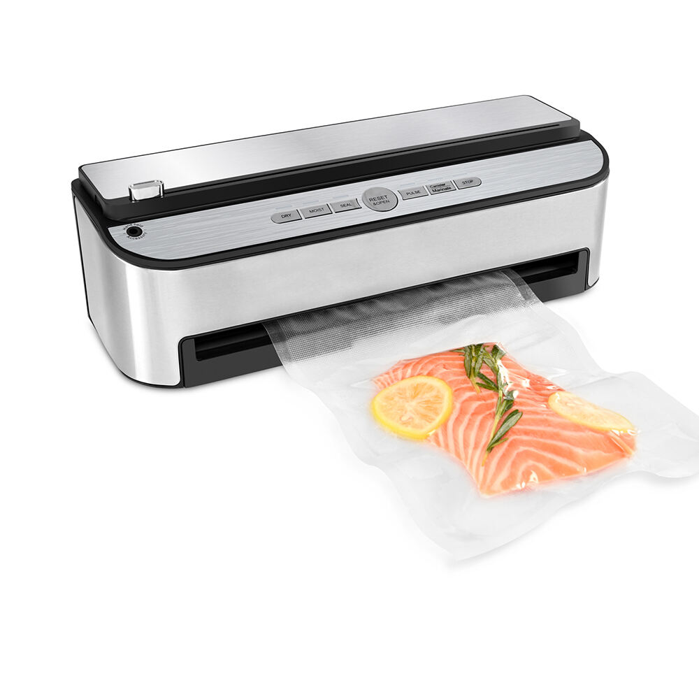 VS6685J Scelleur sous vide entièrement automatique avec stockage de rouleau intégré, coupeur intégré, plateau à gouttes amovible, modes Sec & Humide, fonction Impulsion & flexible accessoire pour contenants et bouteilles