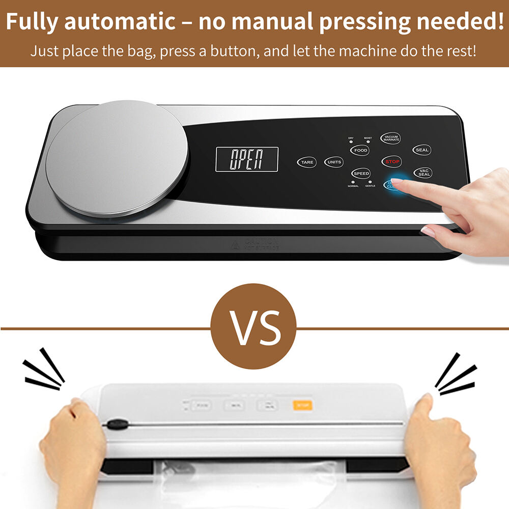 VS6681M Fully Automatic Vacuum Sealer with Digital Scale, Removable Drip Tray, Built-in Cutter, Dry & Moist Modes, Normal & Gentle Pressure Setting, Accessory Hose for Containers and Bottles