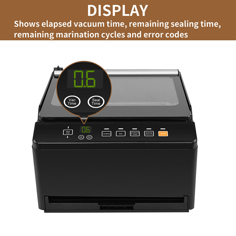 CVS101  Black Commercial and Household 98kpa Chamber Vacuum Sealer with Dual Sealing System for Dry Moist Liquid Food