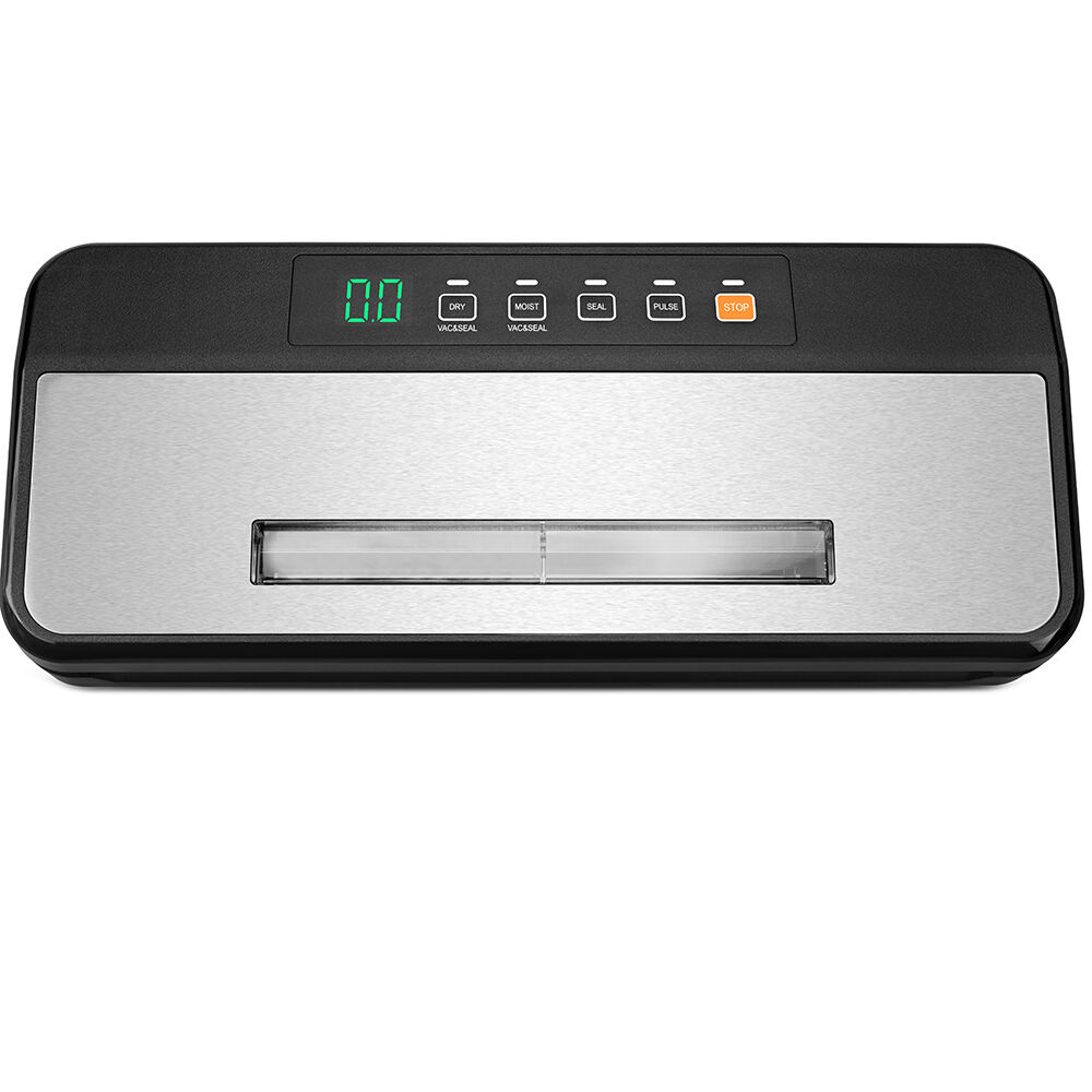 VS6608X Sellador al Vacío con Ventana de Observación, Almacenamiento de Rollos Incorporado, Cortador Incorporado, Cuenta atrás del Tiempo Restante de Sellado, Modos Seco y Húmedo, Función de Pulso y Manguera Accesorio para recipientes y botellas