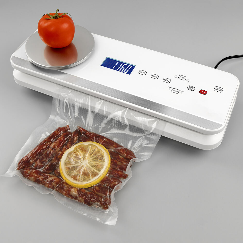 VS6680M Sellador Vacío Automático Completo con Báscula Digital, Bandeja Drenable Extraíble, Cuchilla Incorporada, Modos Seco y Húmedo, Configuración de Presión Normal y Suave, Manguera Accesorio para Contenedores y Botellas