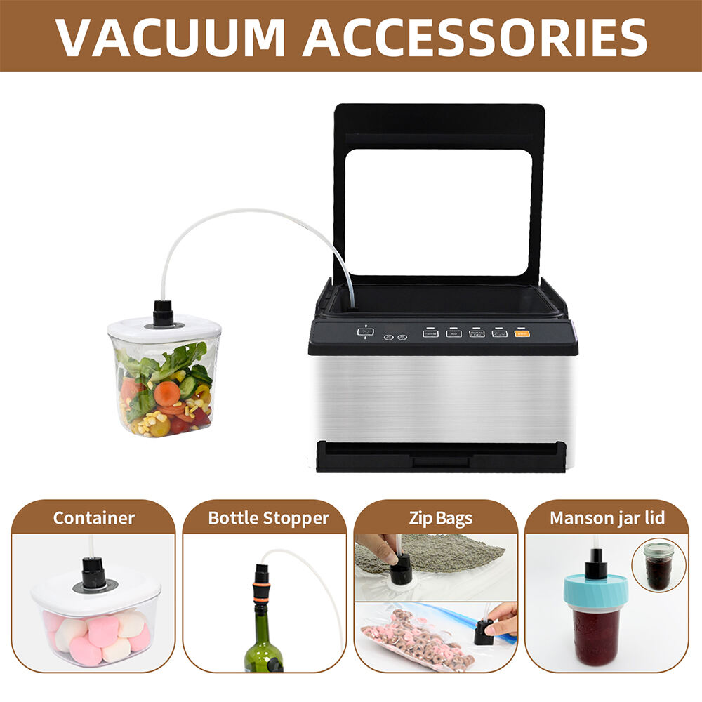CVS101  Silver Commercial and Household 98kpa Chamber Vacuum Sealer with Dual Sealing System for Dry Moist Liquid Food