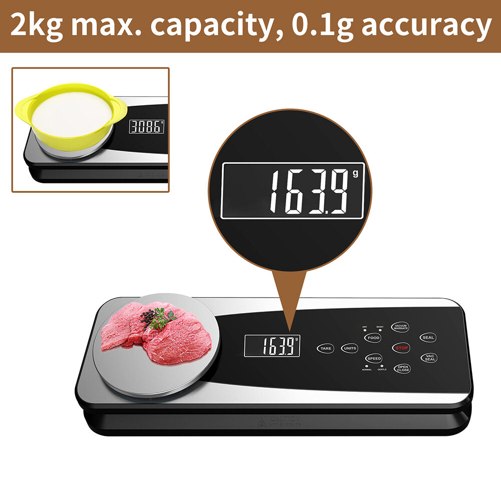 VS6681M Fully Automatic Vacuum Sealer with Digital Scale, Removable Drip Tray, Built-in Cutter, Dry & Moist Modes, Normal & Gentle Pressure Setting, Accessory Hose for Containers and Bottles