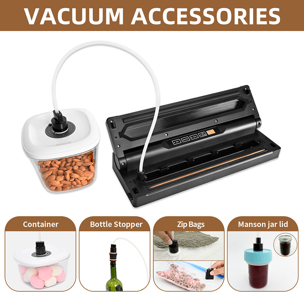 VS6615H Sellador al Vacío Compacto con Bandeja Drenable Removible, Cortador Incorporado, Modos Seco y Húmedo, Función de Pulso y Manguera Accesorio para Recipientes y Botellas