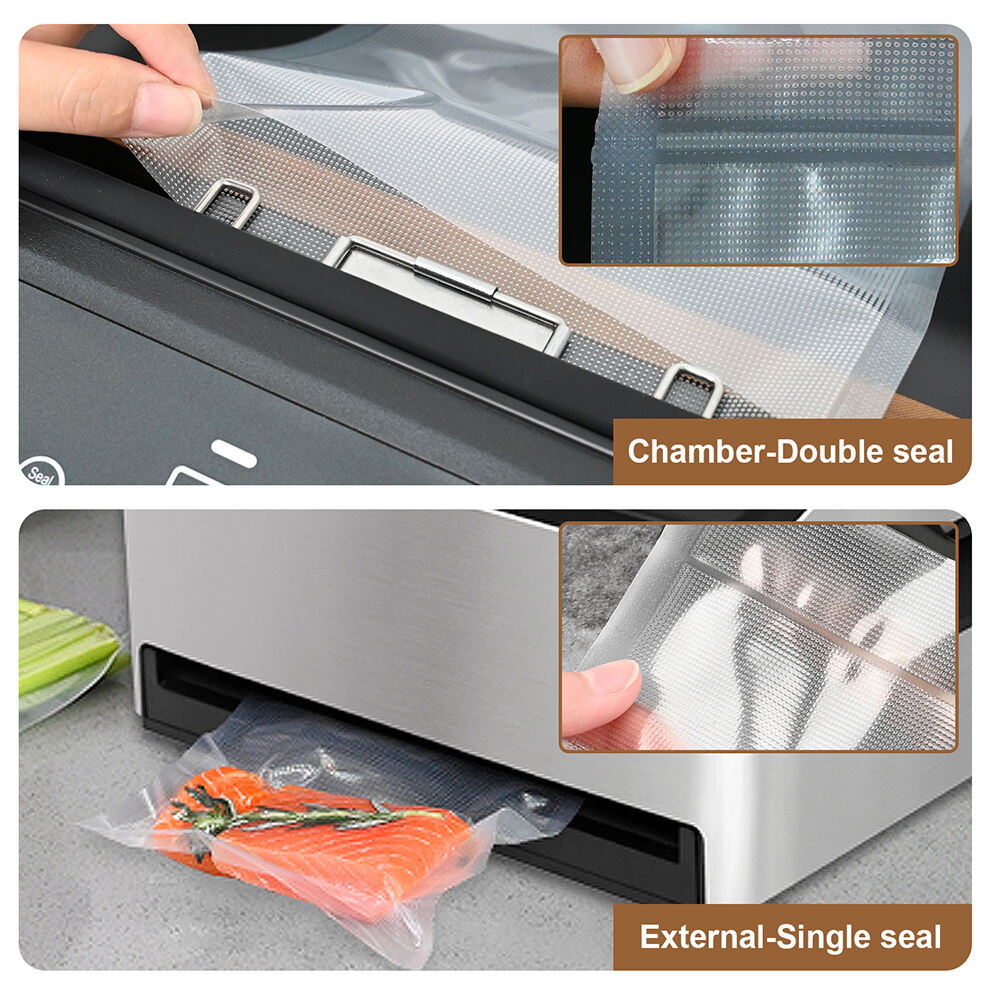CVS101  Silver Commercial and Household 98kpa Chamber Vacuum Sealer with Dual Sealing System for Dry Moist Liquid Food