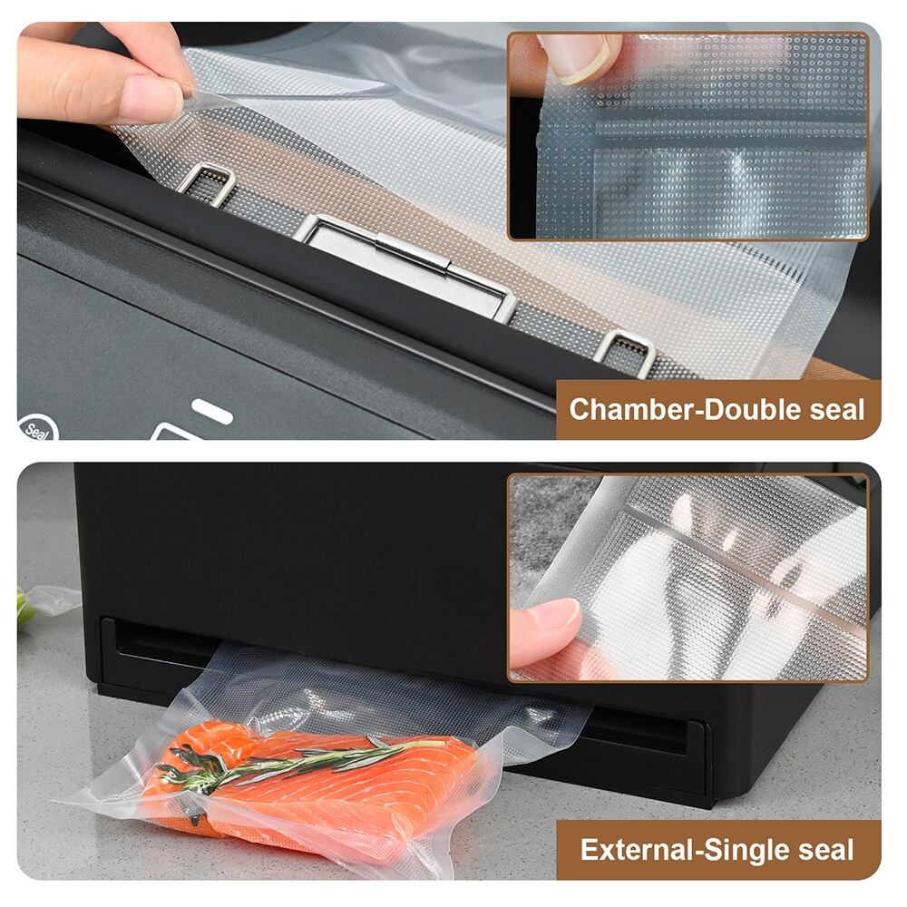 CVS101  Black Commercial and Household 98kpa Chamber Vacuum Sealer with Dual Sealing System for Dry Moist Liquid Food