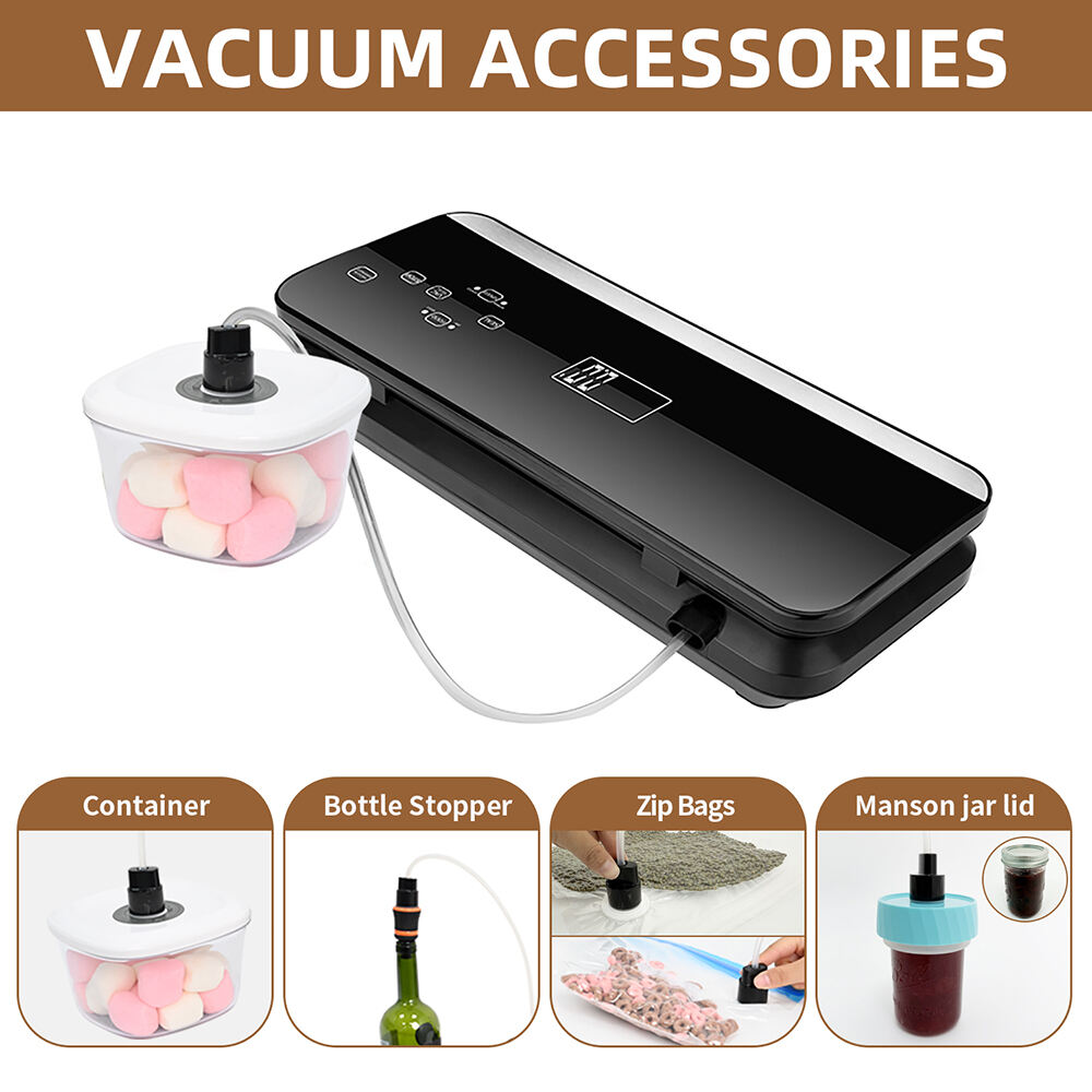 VS6680S Sellador al Vacío Totalmente Automático con Bandeja Drenable Extraíble, Corte Incorporado, Modos Seco y Húmedo, Configuración de Presión Normal y Suave, Manguera Accesorio para Recipientes y Botellas