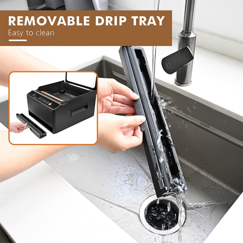 CVS101  Black Commercial and Household 98kpa Chamber Vacuum Sealer with Dual Sealing System for Dry Moist Liquid Food