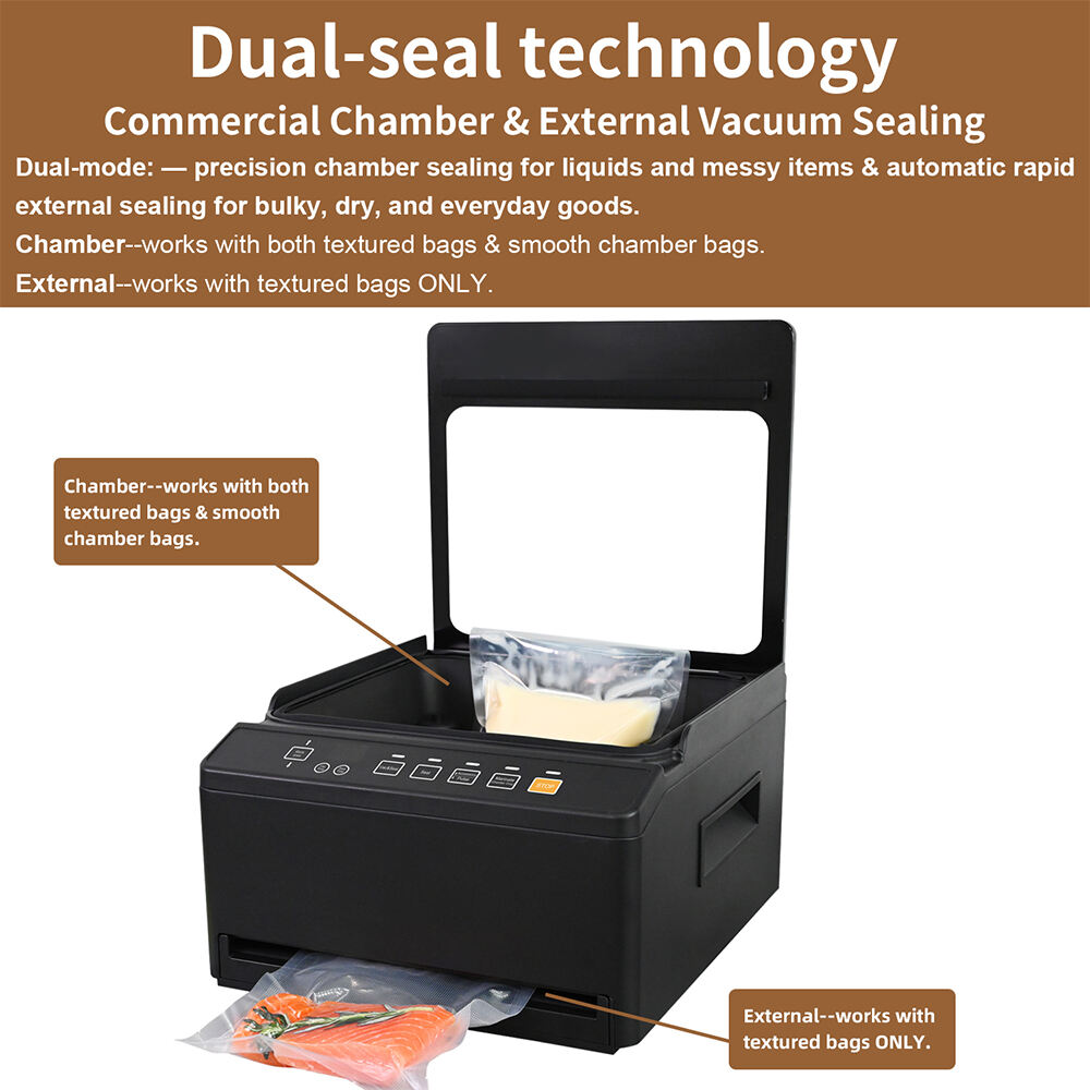 CVS101  Black Commercial and Household 98kpa Chamber Vacuum Sealer with Dual Sealing System for Dry Moist Liquid Food
