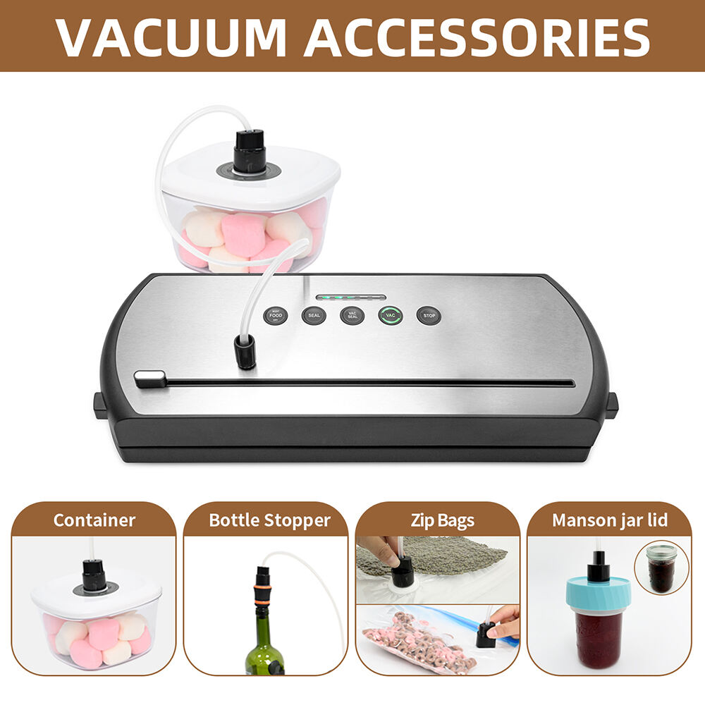 VS6632 Scelleur sous vide avec base détachable, couteau intégré, modes sec et humide, & flexible d'accessoire pour récipients et bouteilles