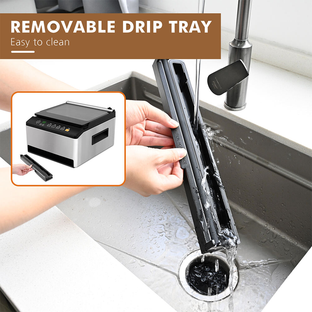 CVS101  Silver Commercial and Household 98kpa Chamber Vacuum Sealer with Dual Sealing System for Dry Moist Liquid Food