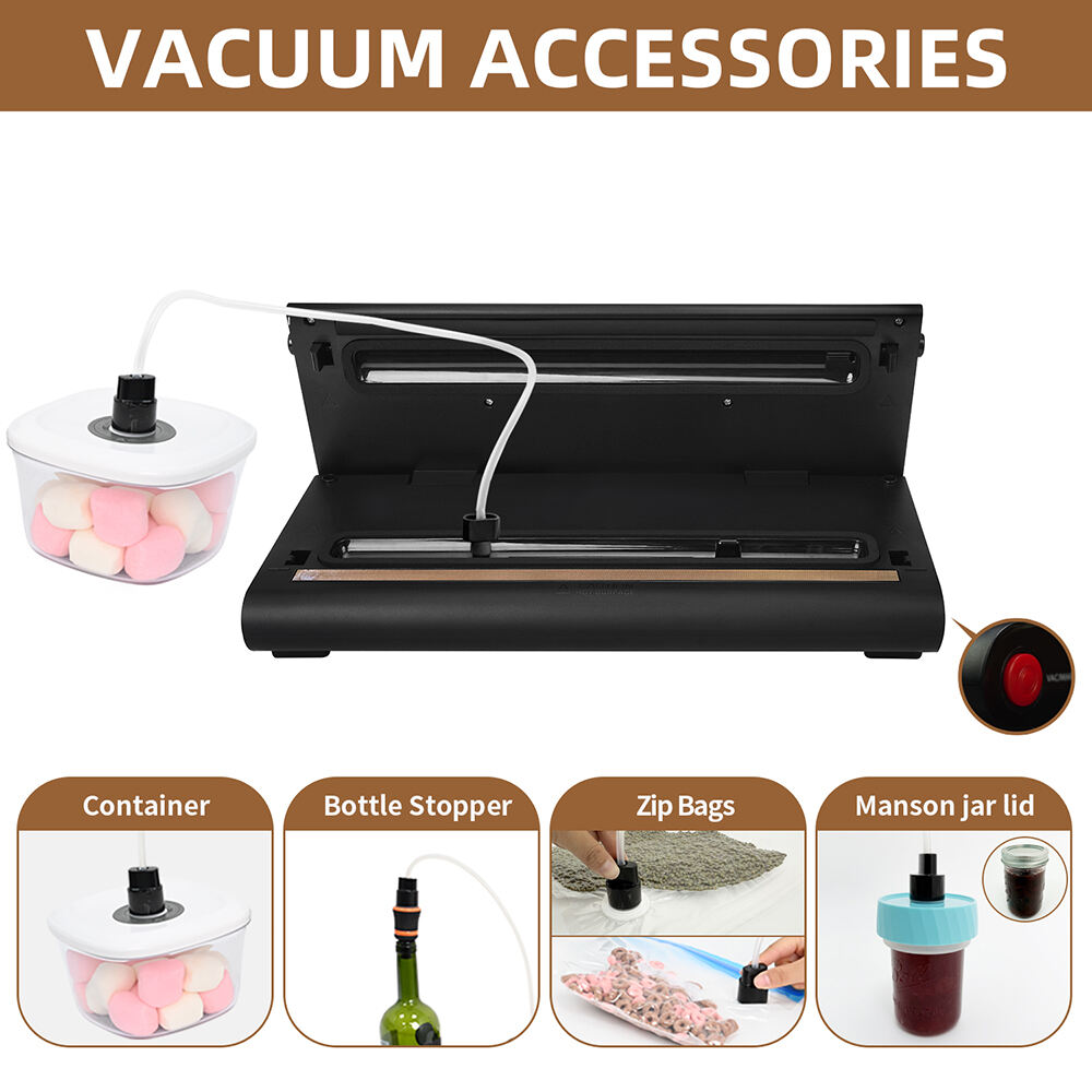 Sigillatore a Vuoto VS6601S con Tagliente Integrato, Modalità Secco e Umido, Impostazione Pressione Normale e Dolce, Tubo Accessorio per Contenitori e Bottiglie