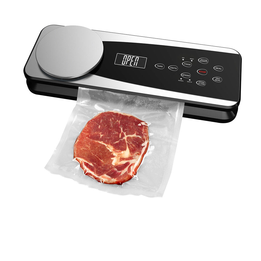 VS6681M Sellador al Vacío Totalmente Automático con Báscula Digital, Bandeja Drenable Extraíble, Corte Incorporado, Modos Seco y Húmedo, Configuración de Presión Normal y Suave, Manguera Accesorio para recipientes y botellas