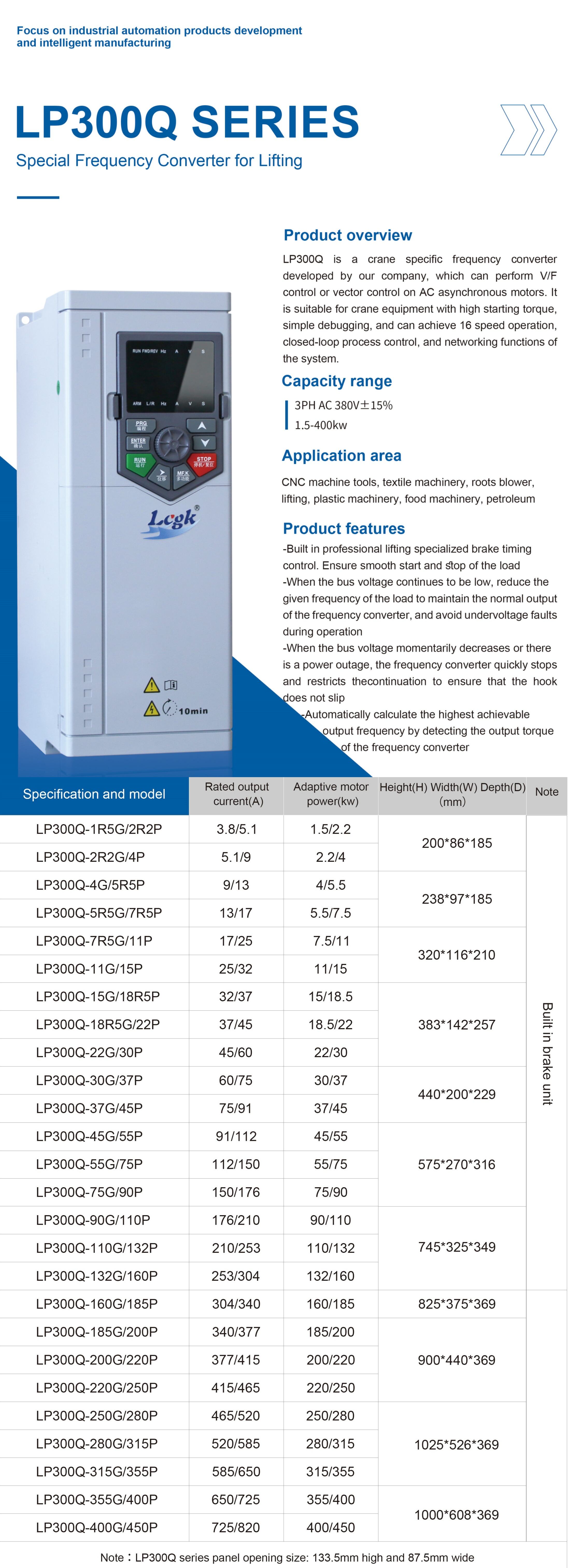 LP300Q Frequency Converter For lifting factory