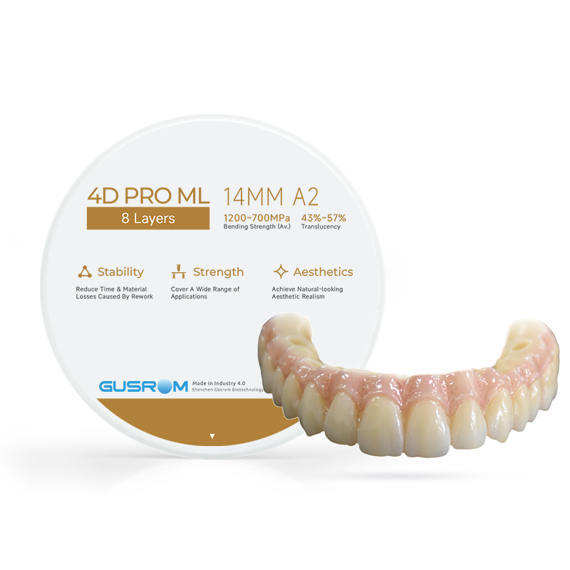 Gusrom 4D PRO ML Dental Zirconia Blocks Designed for Full-Arch Bridge