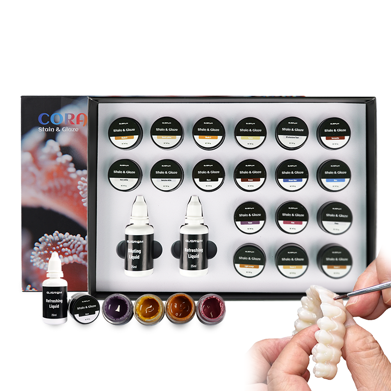 Gusrom CORAL Stain & Glaze Set-Aesthetic Solution for Staining & Glazing Zirconia