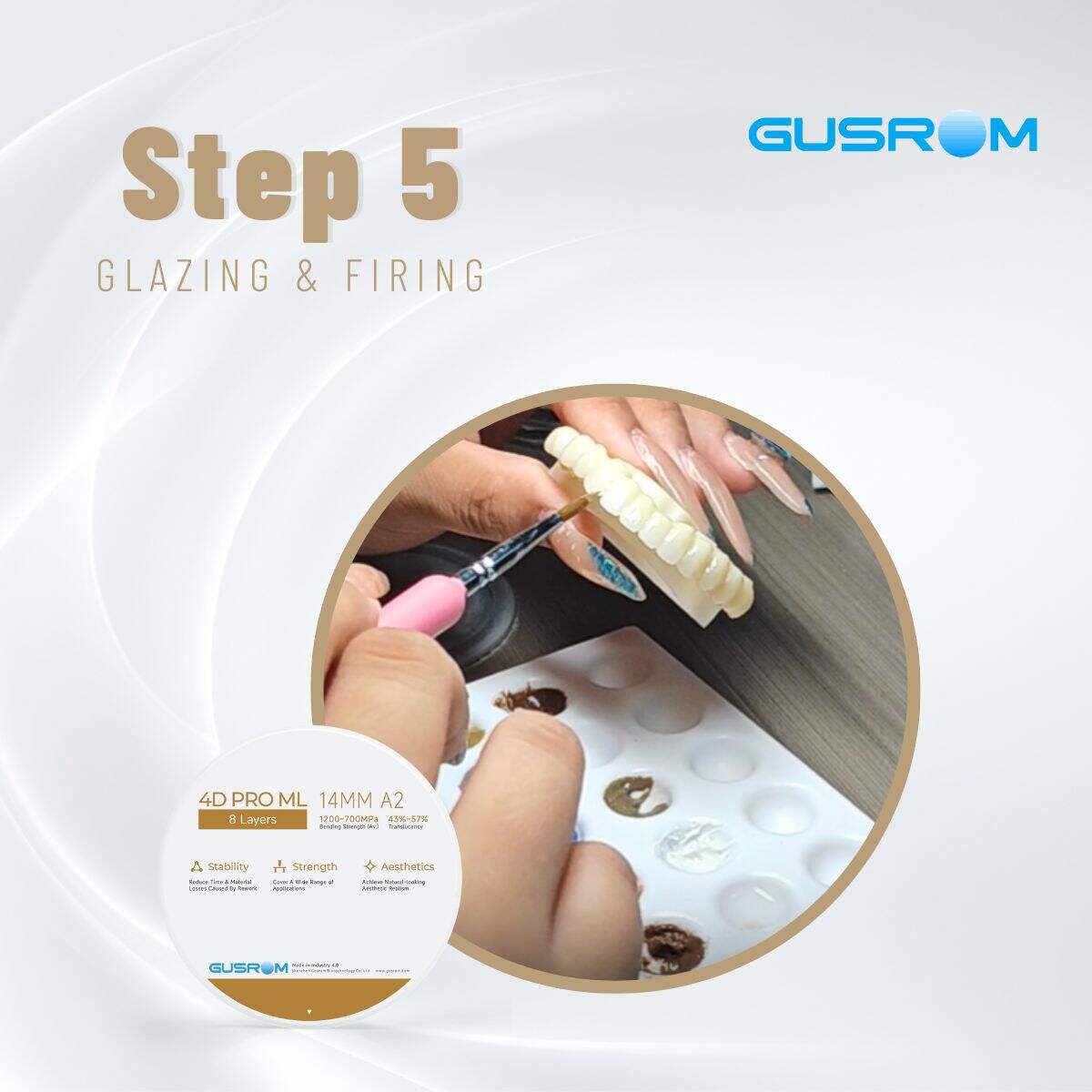 Step 5 Glazing & firing | Tips of making zirconia full arch bridge 