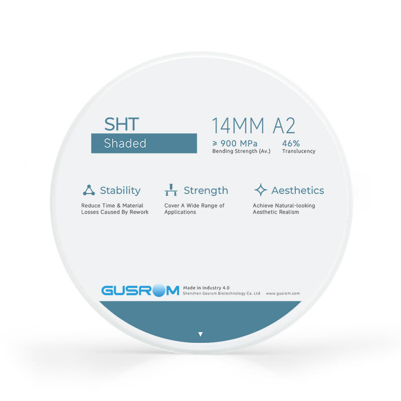 Gusrom SHT Shaded Zirconia Disc-Easier production with Pre-Stained disc