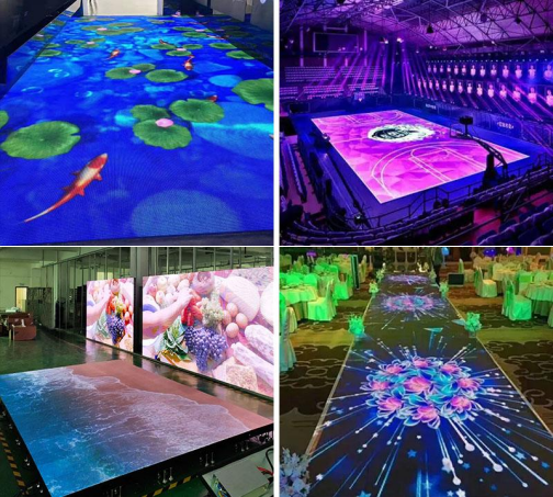 JIUWLDS P2.976 Interactive LED Floor Tile Stand Dance Display Screen  Full color 2000kg/SQM  loading weight