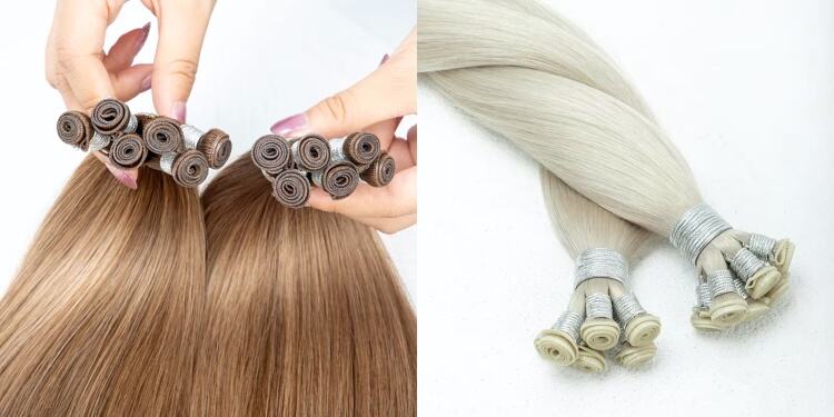 New Arrival Hand Tied Double Drawn Cuticle Aligned Human Hair Extension Genius Weft Hair factory