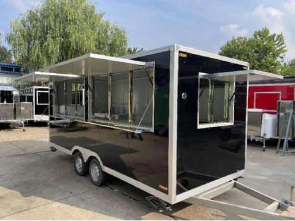 4m square food trucks with customized logos and patterns for the whole truck Mobile Caravan Kitchen Food Trailer For Sale manufacture