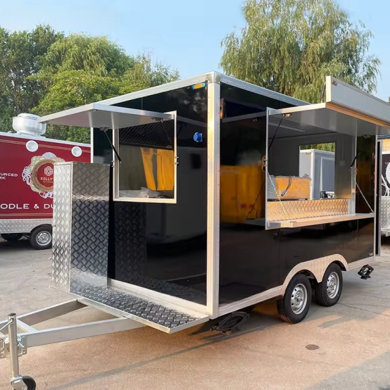 Ready In Stock Fast Shipping 5m/16.4ft Square Food Trailer US Standard Street Mobile Fast Food Truck With Full Kitchen details