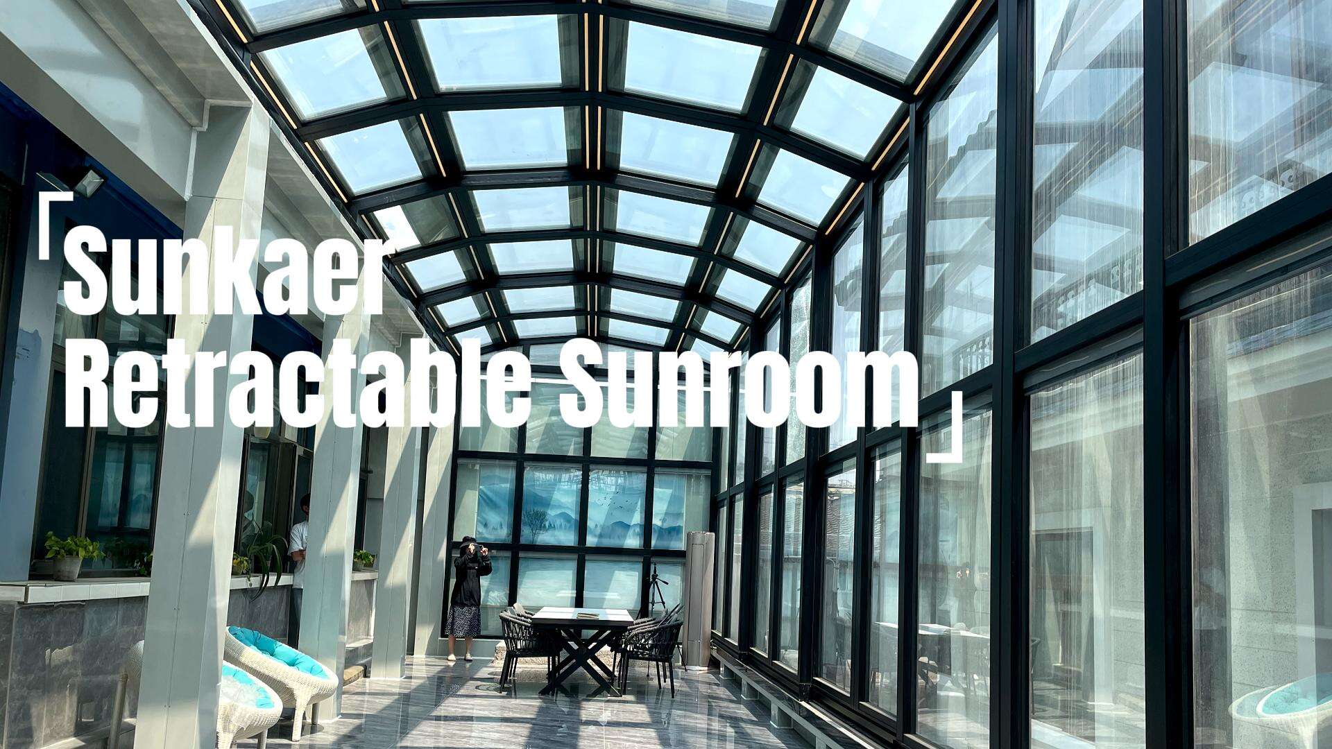 Want a Sunroom That Opens & Closes? See This L style Polycarbonate Retractable Sunroom Design