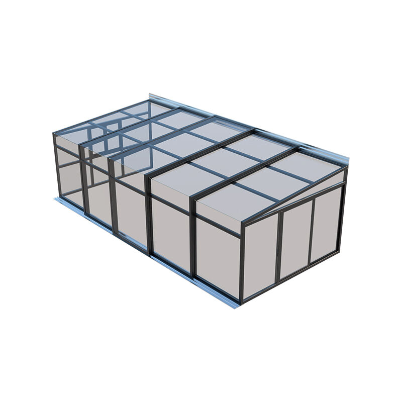 Customized Pool House Polycarbonate Swimming Pool Cover Retractable Sunroom