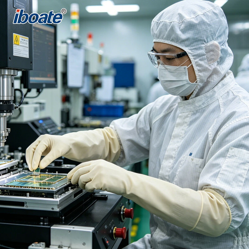 Iboate W615 Disposable Natural Rubber Chemical Splash Gloves - 400mm 3-Layer Protective Gloves details