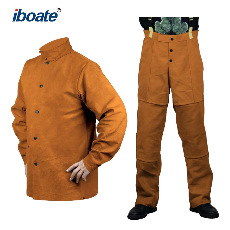 Iboate Full Leather Welding Suit - Flame-Resistant Welder Jacket & Pants Set