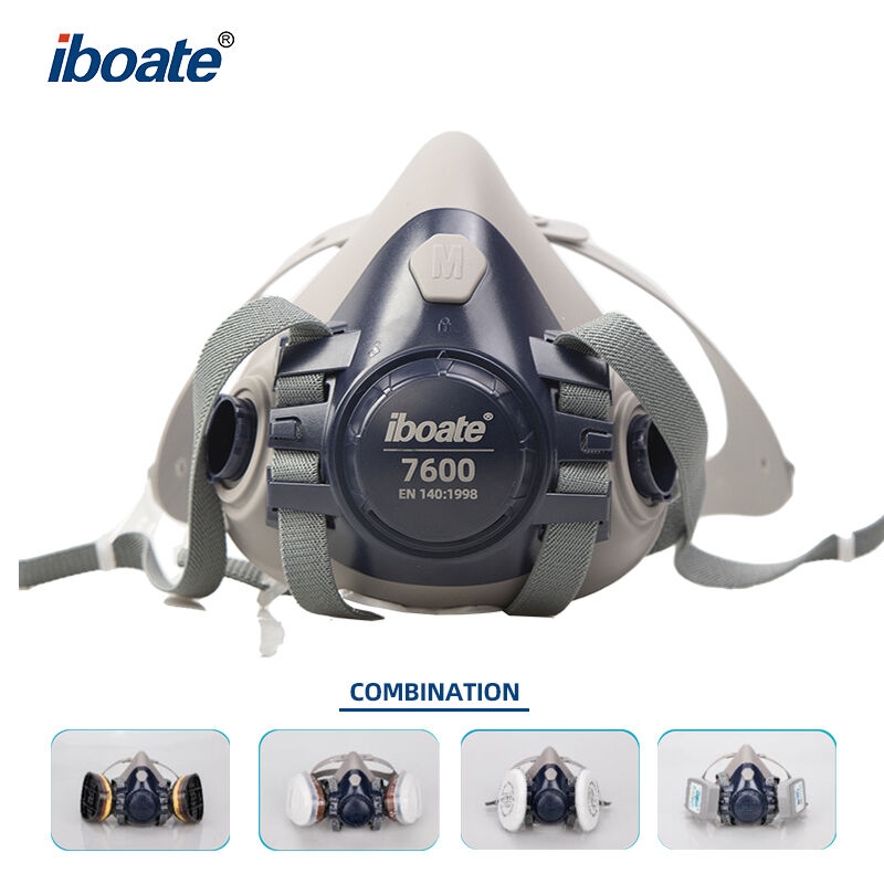 ماسک تنفسی نیمه‌صورت قابل استفاده مجدد Iboate7500 | ماسک گاز دارای گواهینامه CE