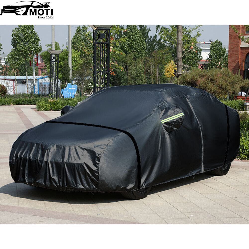 Copriauto Ispessito Impermeabile OWEEIO Per Tutte Le Stagioni, Universale Per Berlina 510-533 Cm, Nero, Con Cerniera E Cinghie Antivento