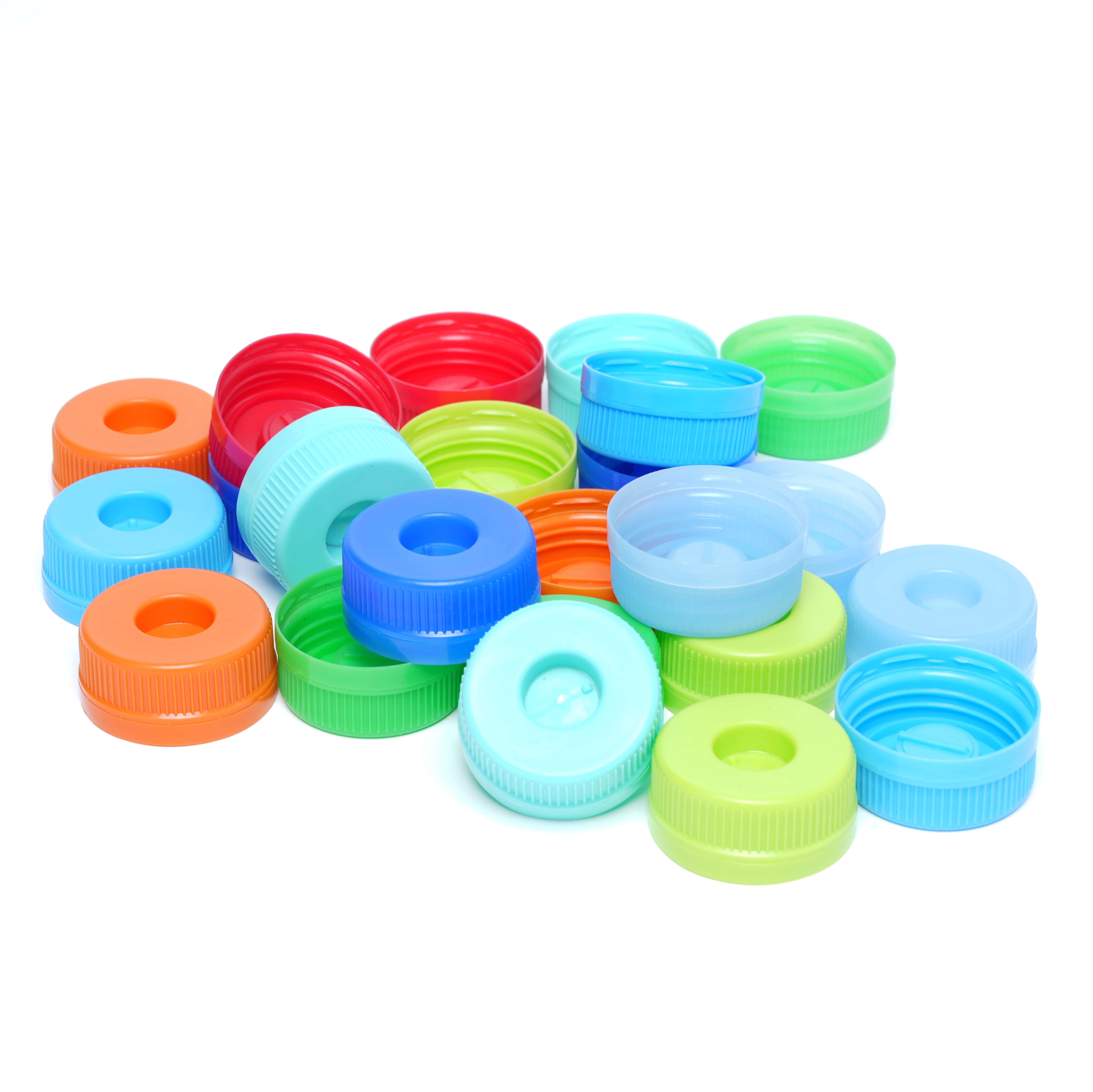 Nuevos tapones de plástico para botellas de agua de 45 mm procedentes directamente de fábrica, disponibles en múltiples colores, personalizables, fabricados en material PE; tapón personalizado de 45 mm