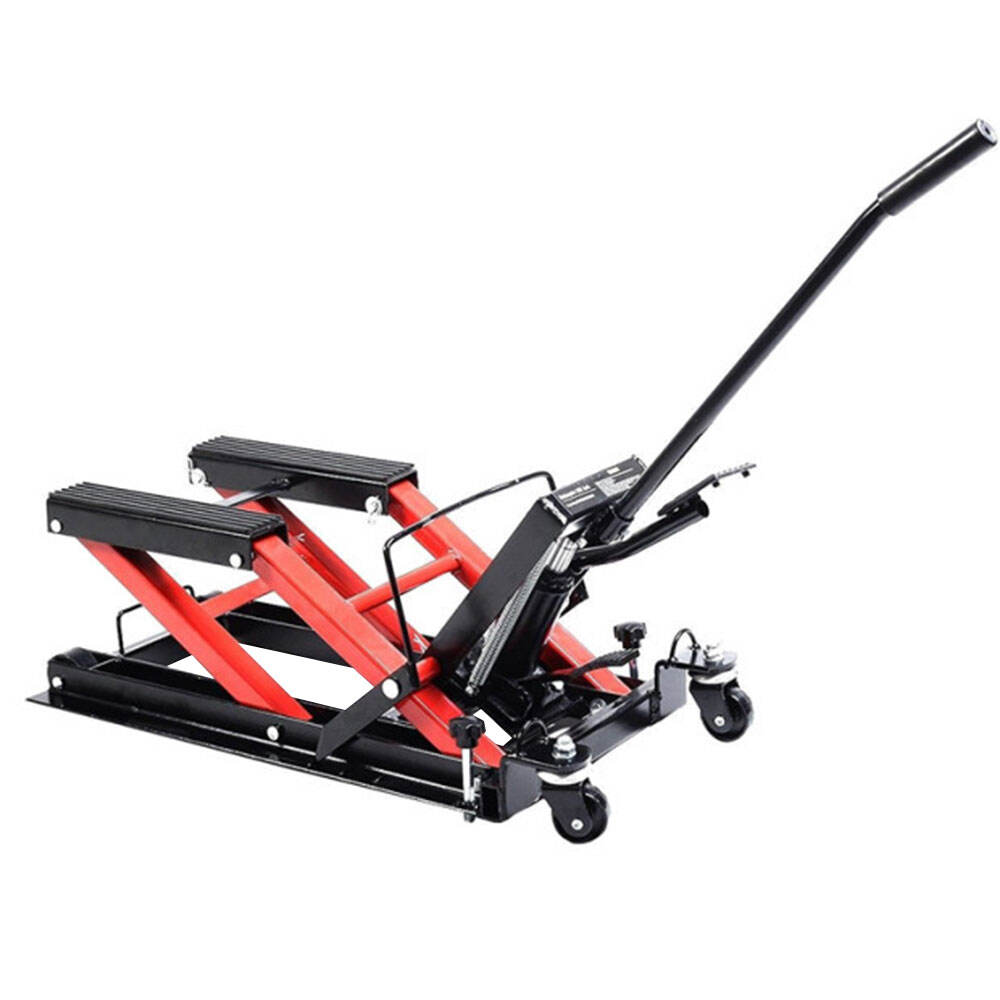 Portable 1500 LBS Capacity Motorcycle Scissor Lift Jack With 4 Wheels