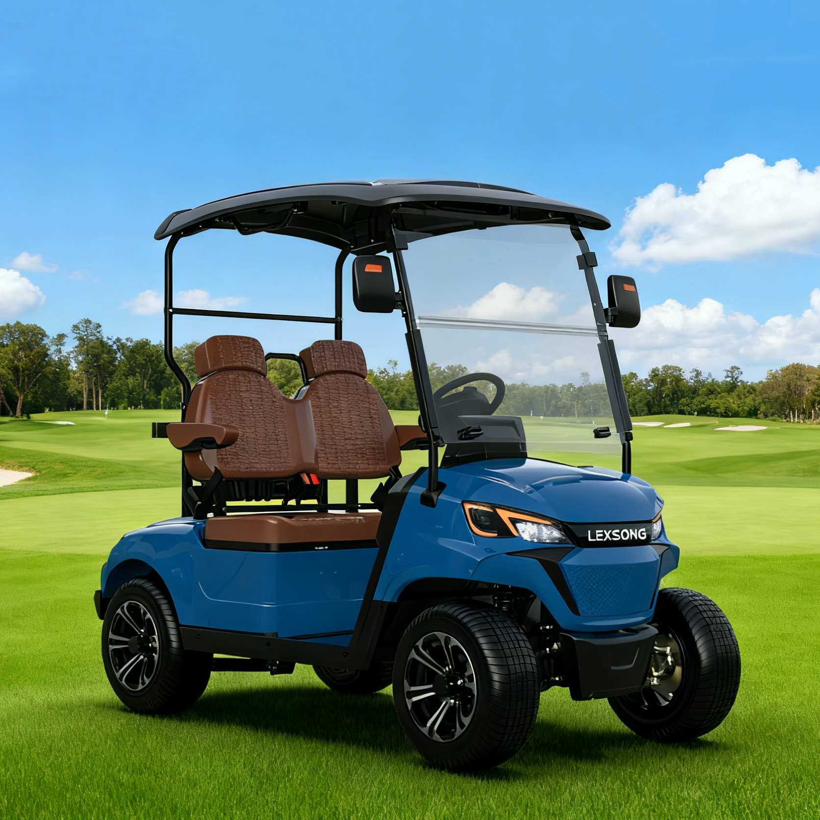 Lexsong představuje dvoumístný golfový vozík určený pro golfové hřiště s prémiovými funkcemi