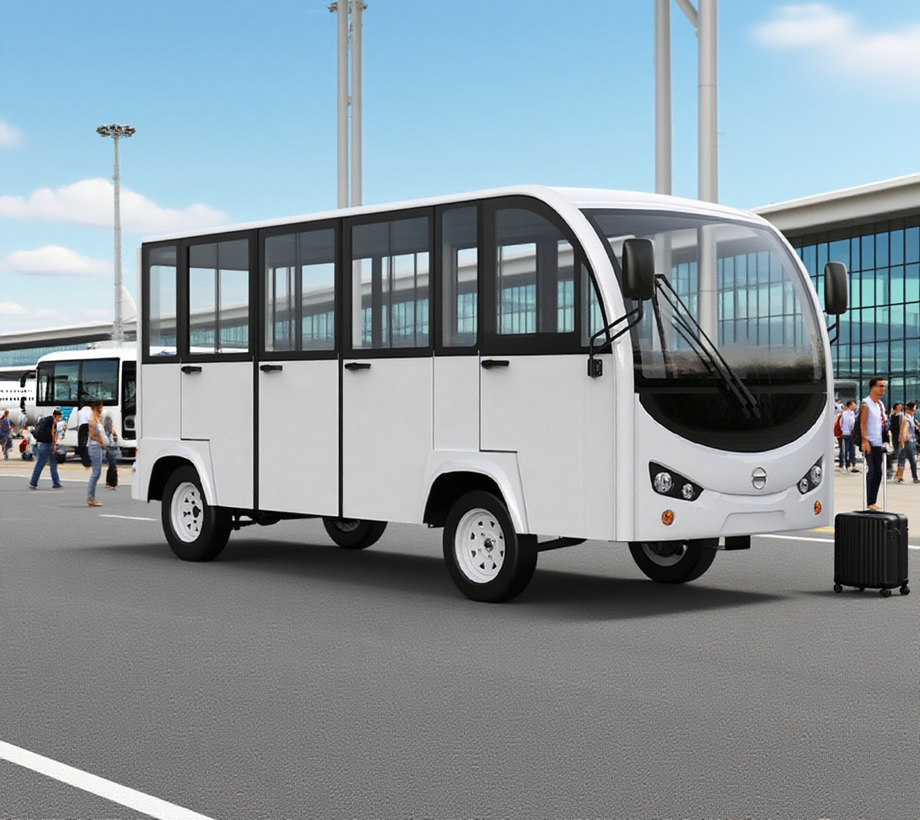 14 kursi Tertutup Pintu Aluminium 200AH LiFePO4 Lithium Listrik Kecil Bus LS6148KF