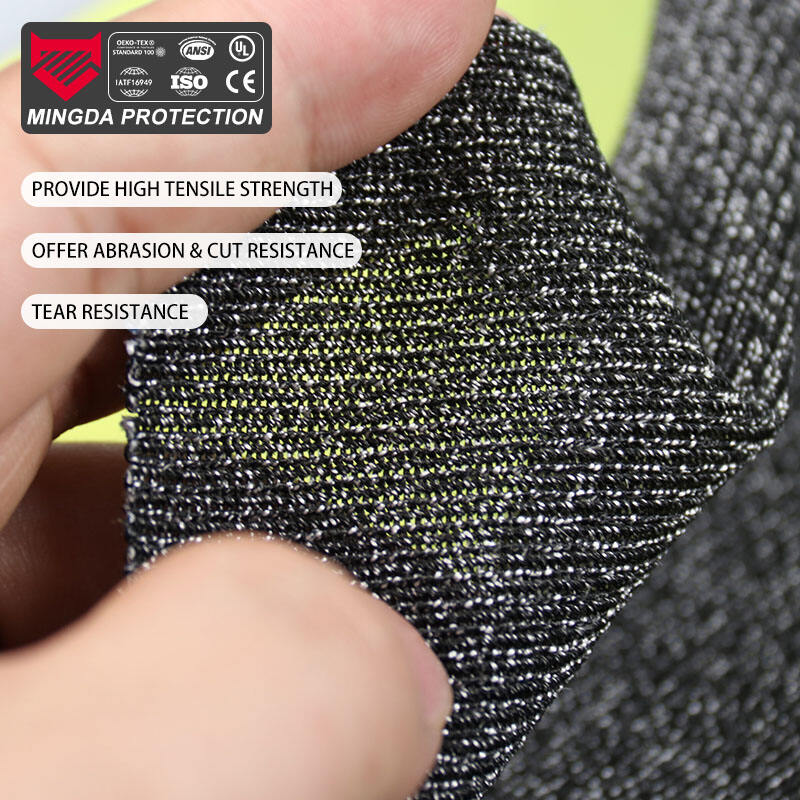 Tecido de Malha UHMWPE Resistente a Corte e Atrito ANSI A4 Estilo com Corante na Trama e Revestimento de PU Suave para Luvas e Vestuário de Trabalho