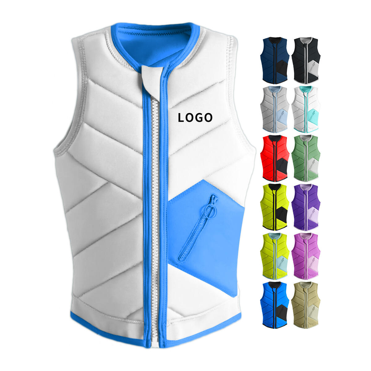 Pasgemaakte Logo Wakeboard Impact Reddingsbaadjie Volwasse Mans Vroue Swem Reddingsbaadjie PVC Skuim Bootvaart Rafting PFD Neopreen Reddingsbaadjie