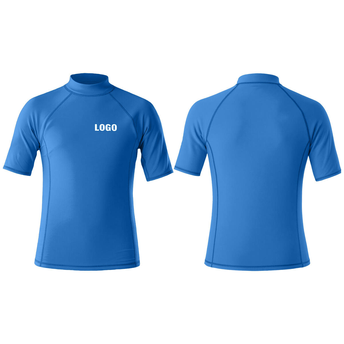 UPF 50+ 자외선 차단 기능의 빠른 건조 래시 가드 반팔, 맞춤형 서핑 수영 래시 가드, 해변 및 워터 스포츠 패들 보드용 흰색