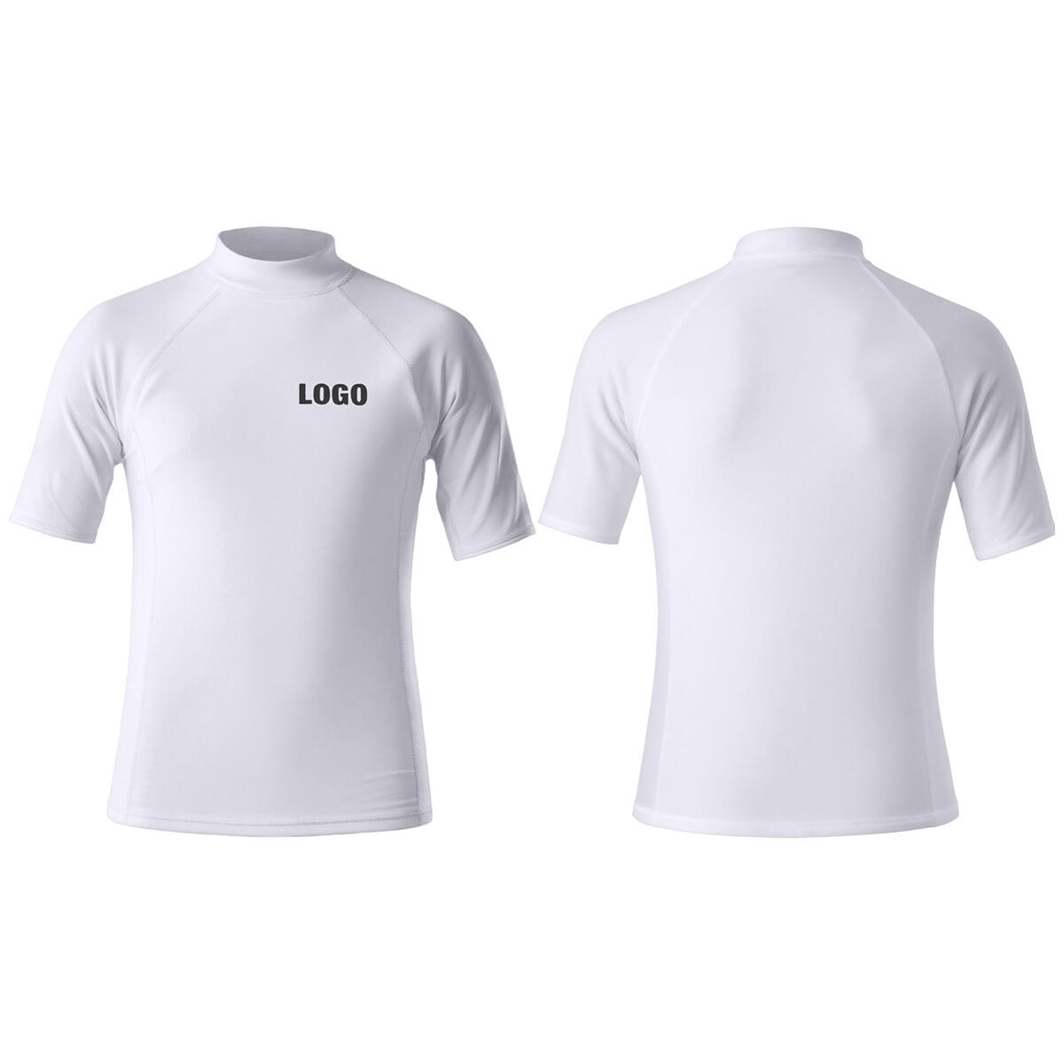 UPF 50+ 자외선 차단 기능의 빠른 건조 래시 가드 반팔, 맞춤형 서핑 수영 래시 가드, 해변 및 워터 스포츠 패들 보드용 흰색