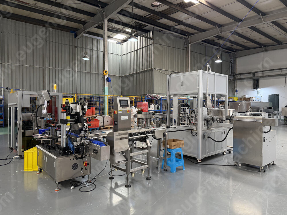 Full automatic lip gloss filling,capping,weighing,labeling,cartoning machine