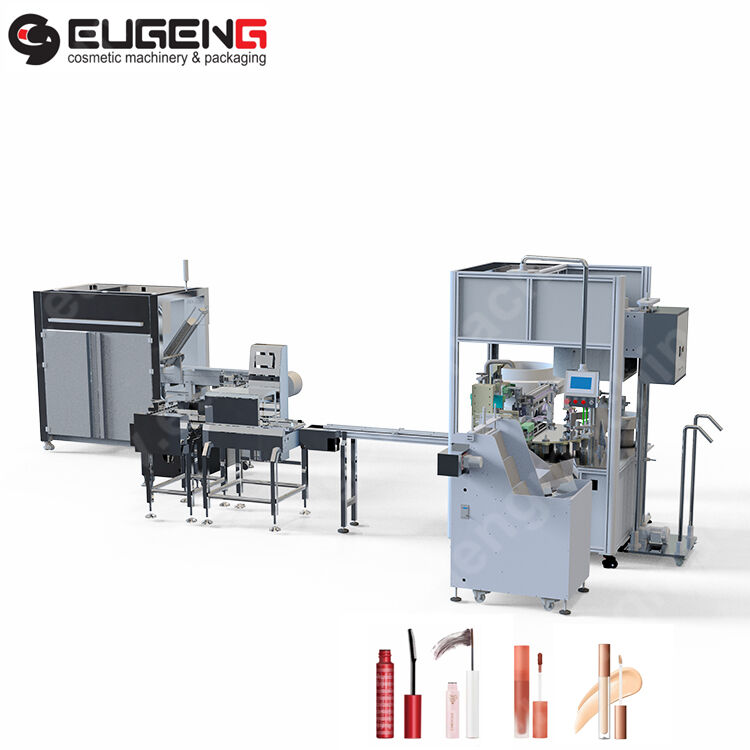 Full automatic lip gloss filling,capping,weighing,labeling,cartoning machine