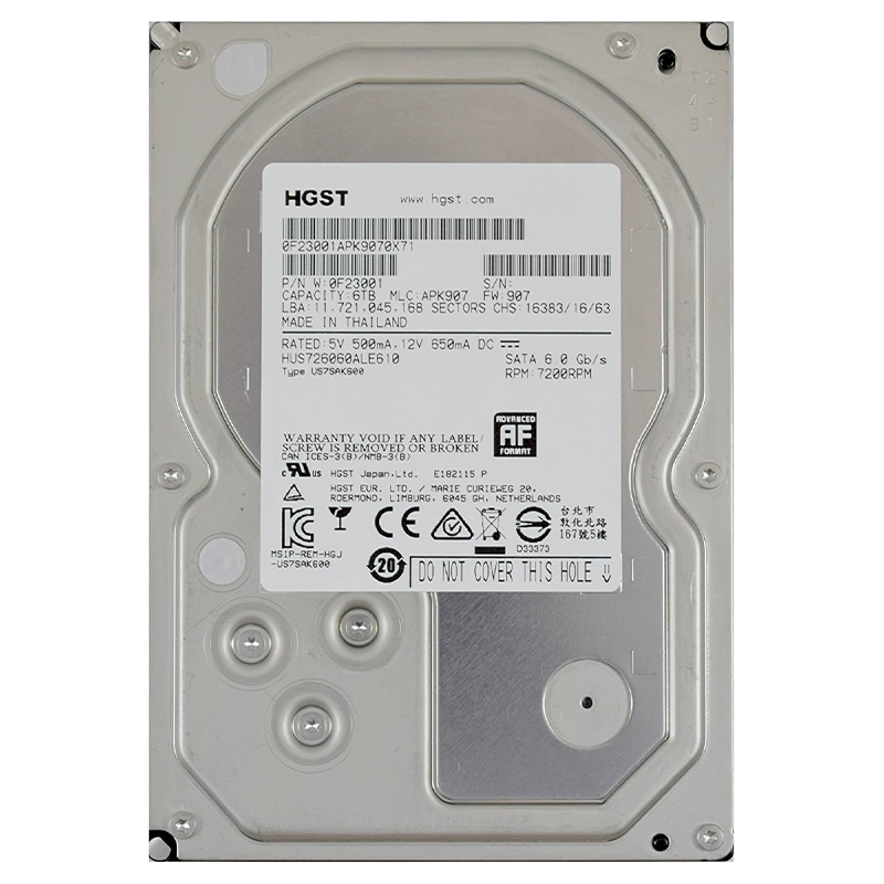 HUS72660AKE610 HGST Ultrastar 7K6000 Enterprise Hard Drive HUS72660AKE610 – 6TB High-Capacity Storage with 7200 RPM Speed, 128MB Cache & SATA 6Gb/s Interface