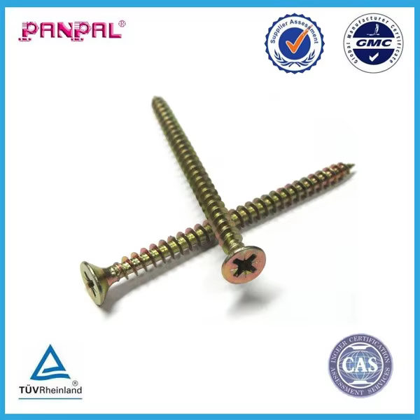 Low price 800pcs assorted sizes iron yellow zinc plated chipboard screws factory
