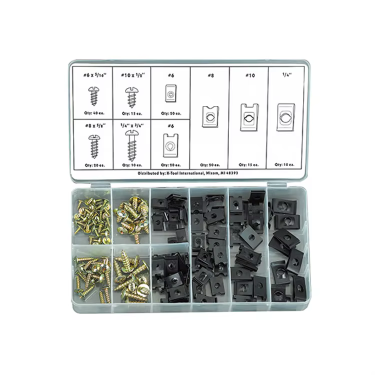 Daily use 170pcs fastener slotted screw with U clip manufacture