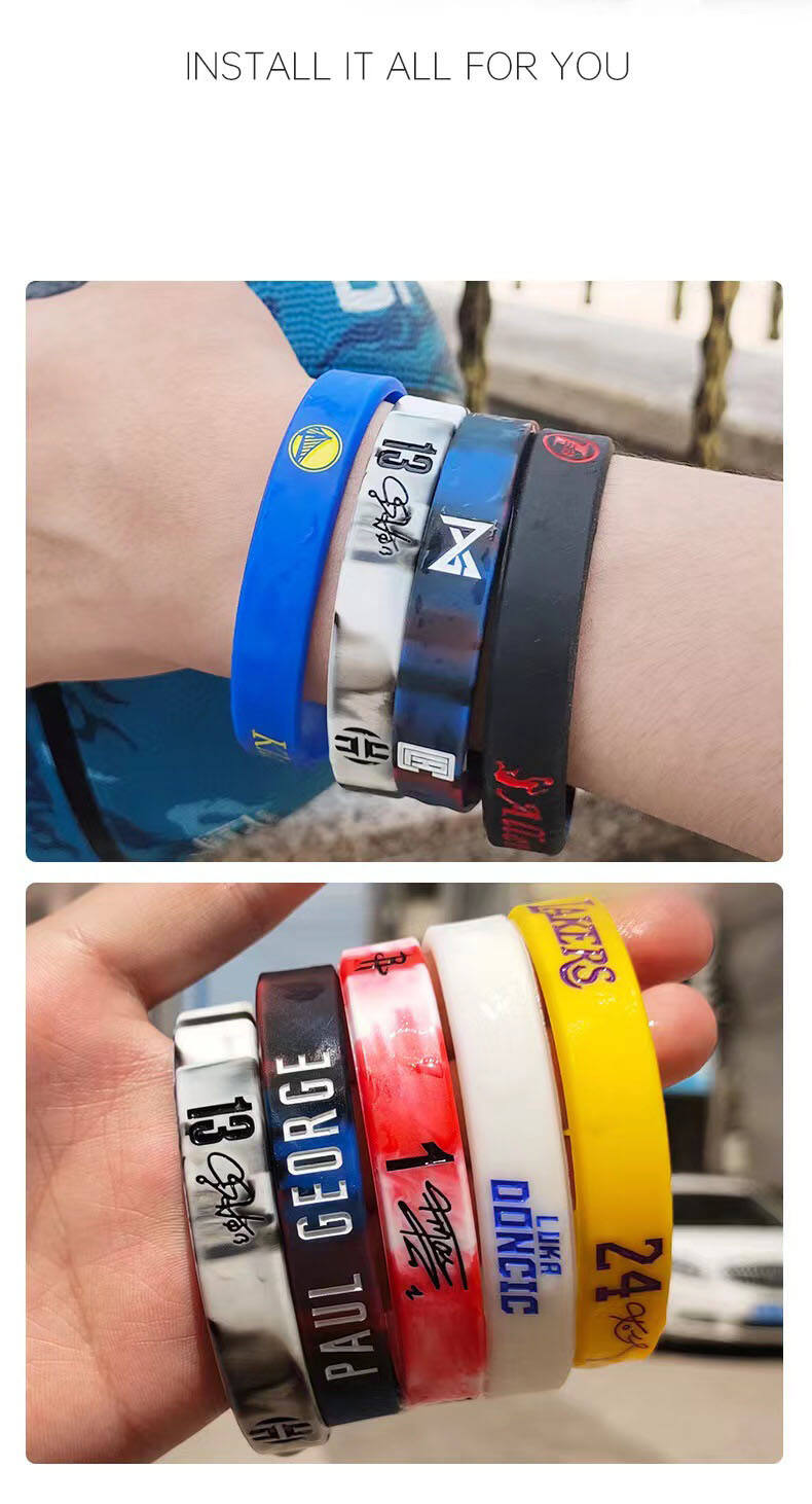 Euramerican Style Custom Promotional Print Logo Silicone Wristband Bracelet Rubbery Brief Words Bracelet Wristband factory