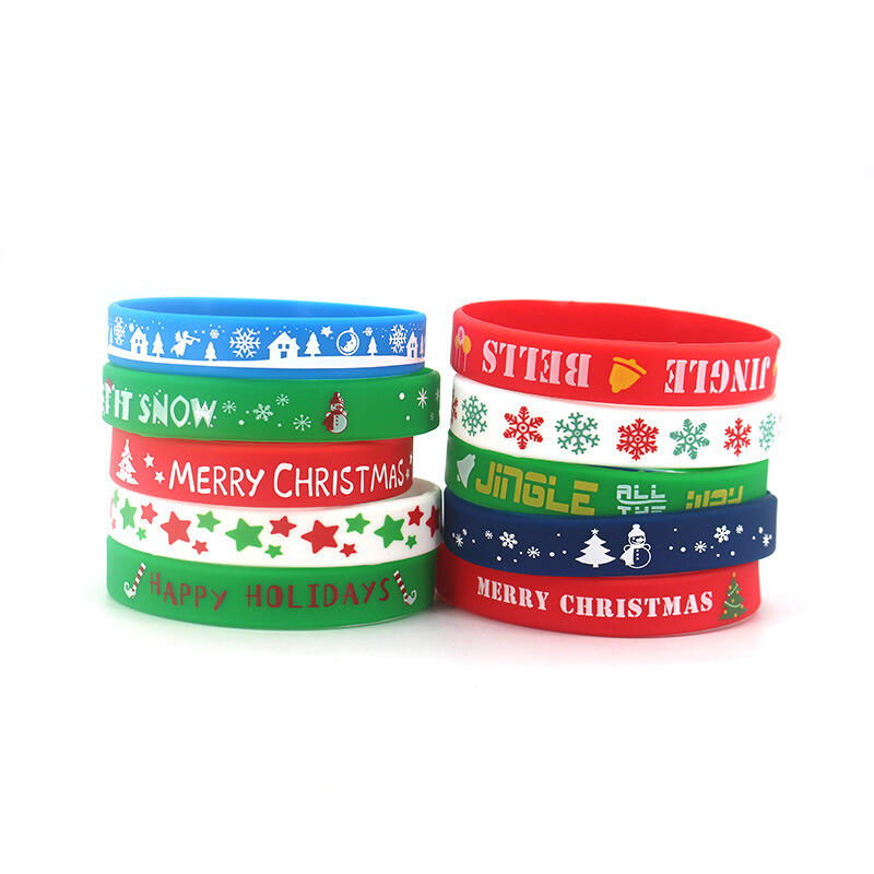 Supplier Cheap Merry Christmas Festival Stylish Rubber Silicone Bracelet Wristband For Gift